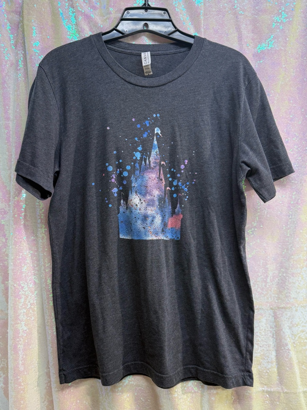 Bella Canvas Disneyworld Dark Gray Short Sleeve Tee with Castle Graphic Womens M